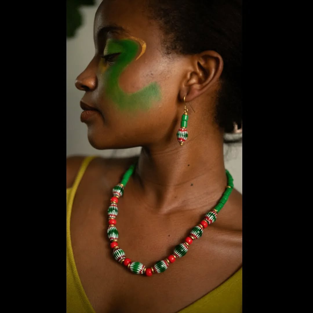 Beaded Adornment Ritual Ensemble - Maasai Stripe of Spirit – 'Enkátá Enkaji' (Home Light).