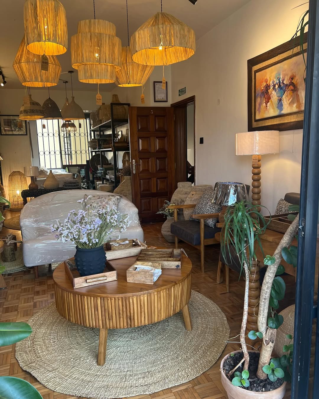 Maasai Ritual Lounge Ensemble – 'Enkítá Nabórói' (Homecoming) – Coffee Table, Seating & Lightscape.