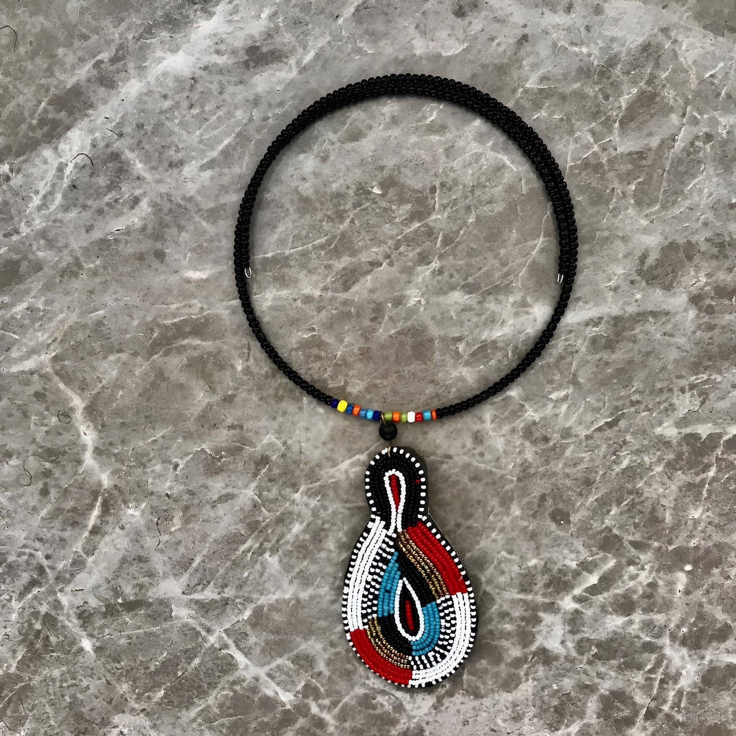 Unique Maasai Beaded Choker Necklace – ‘Enduata’ (Blessing) Fringe Design in Multicolor.