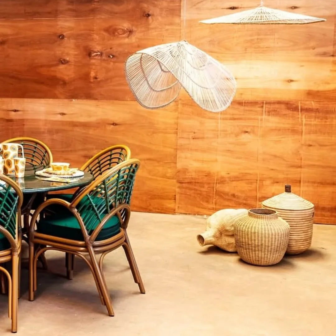 Rattan Dining Set with Woven Accents - Circle of Gather & Glow – Enkito e Oltau (Step of Offering).