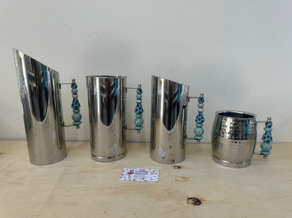 Maasai-Mexico Sip Echo – 'Enkátá Emut' (Adornment & Echo) – Beaded Metal Vessel Ritual Ensemble.