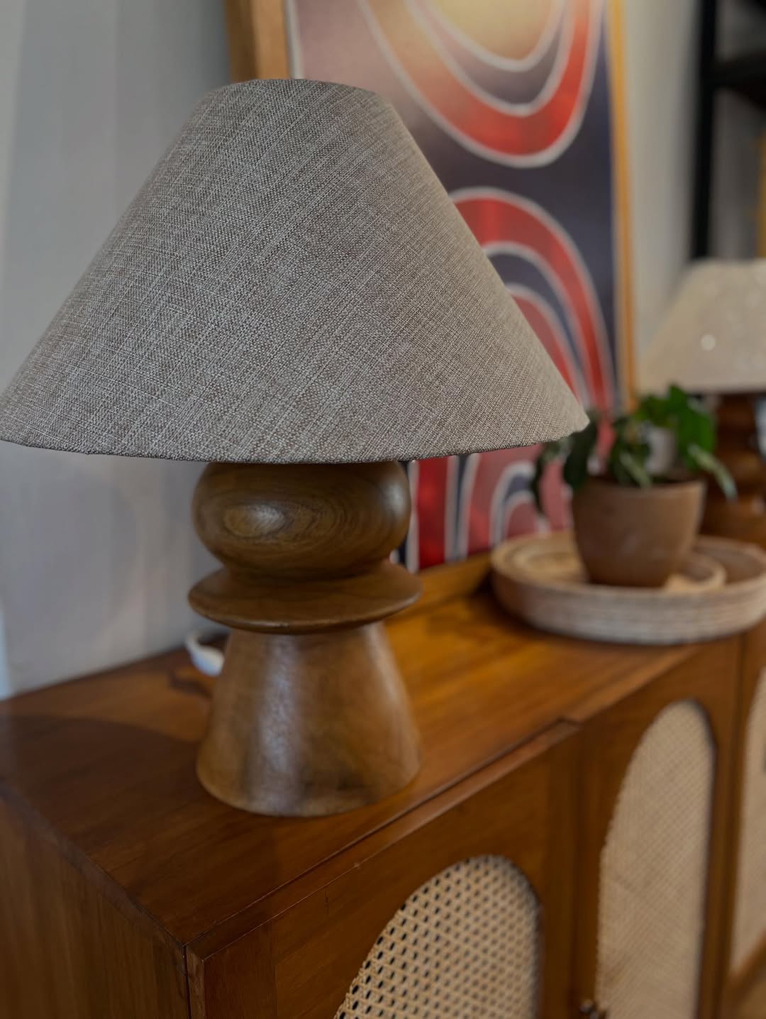 Maasai Echo Cabinet – 'Enkátá Olng’ej' (Echo Form) – Rattan Console, Sculptural Lamp & Ritual Art Ensemble.