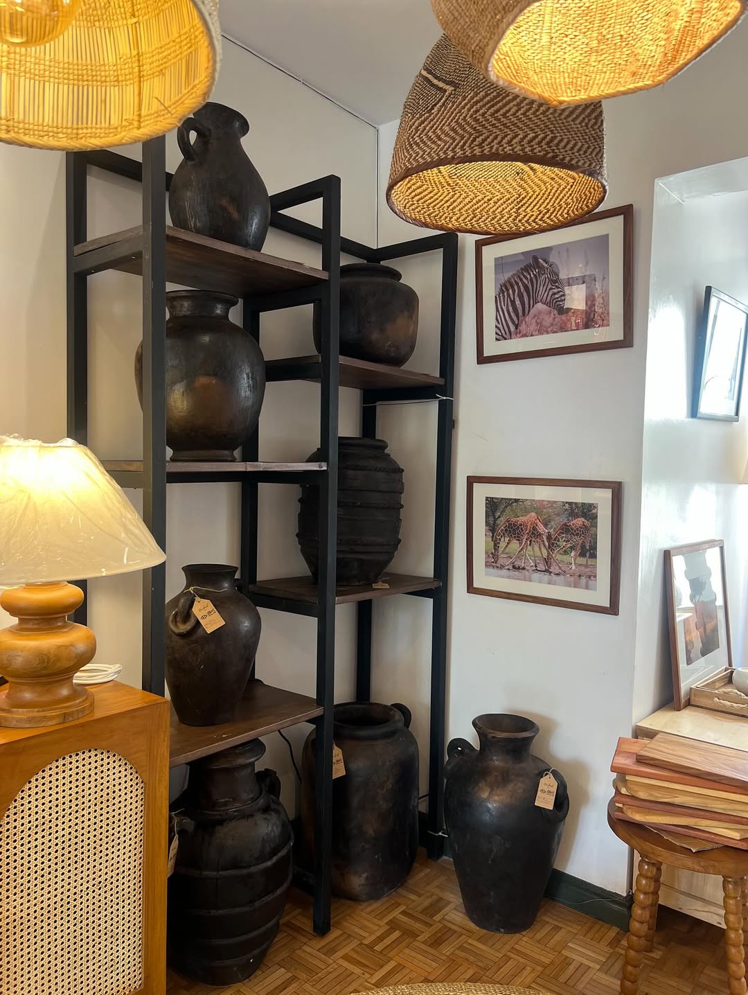 Maasai Vessel Archive – 'Enkátá Oltau' (Gathering Ground) – Clay Pots, Framed Art & Woven Light Ensemble.