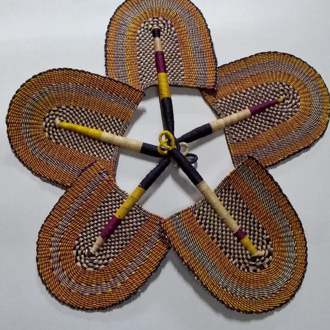 Woven Pendant Rosette in Earth Tones - Circle of Adornment & Unity – Enkito e Emayian (Step of Celebration).