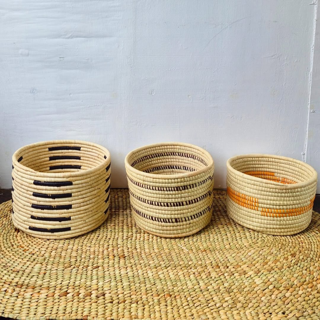 Striped Woven Baskets on Mat - Circle of Rhythm & Rest – Enkito e Naramat (Step of Stillness).