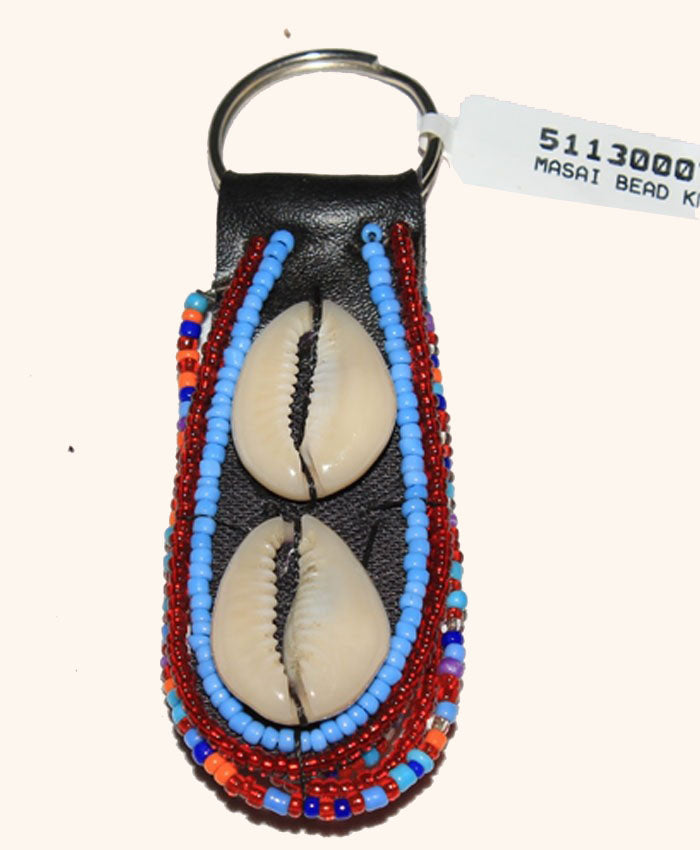 Cowrie Beaded Leather Keychain – Olng’ejuk le Olkaria (Vessel of the Hearth) – Guardian Spirit Edition.