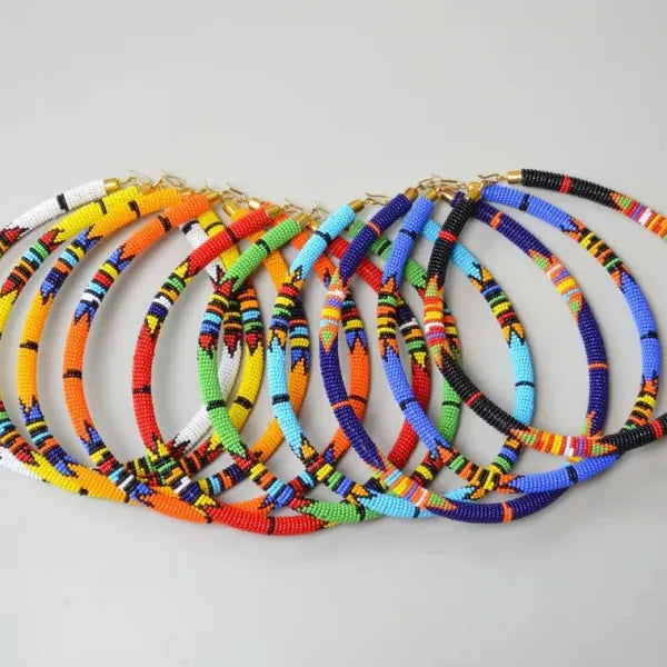 Handmade Maasai Beaded Necklaces – Multicolor Semi-Circle Collection – Enkare e Nkae Sidai (River of Beauty).