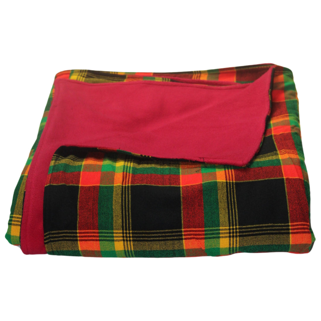 Authentic Maasai Shuka Blanket – Bold Red, Green and Yellow Tartan – Enkito e Maa (Cloth of the People).