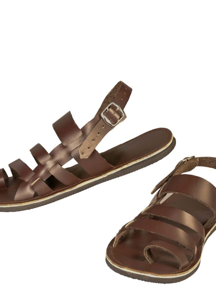 Handcrafted Leather Sandals – Multi-Strap Flat Design with Buckle – Enkito e Sidai (Step of Beauty).