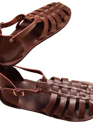 Handcrafted Leather Sandals – Woven Closed-Toe with Ankle Strap – Enkito e Sidai (Step of Beauty).