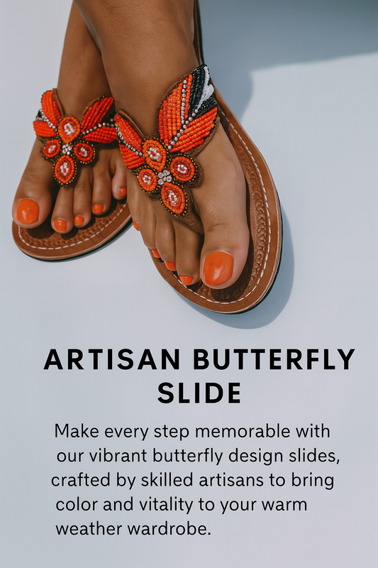 Handmade Maasai Beaded Sandals – Butterfly Wing Motif – Enkito e Sidai (Step of Beauty).