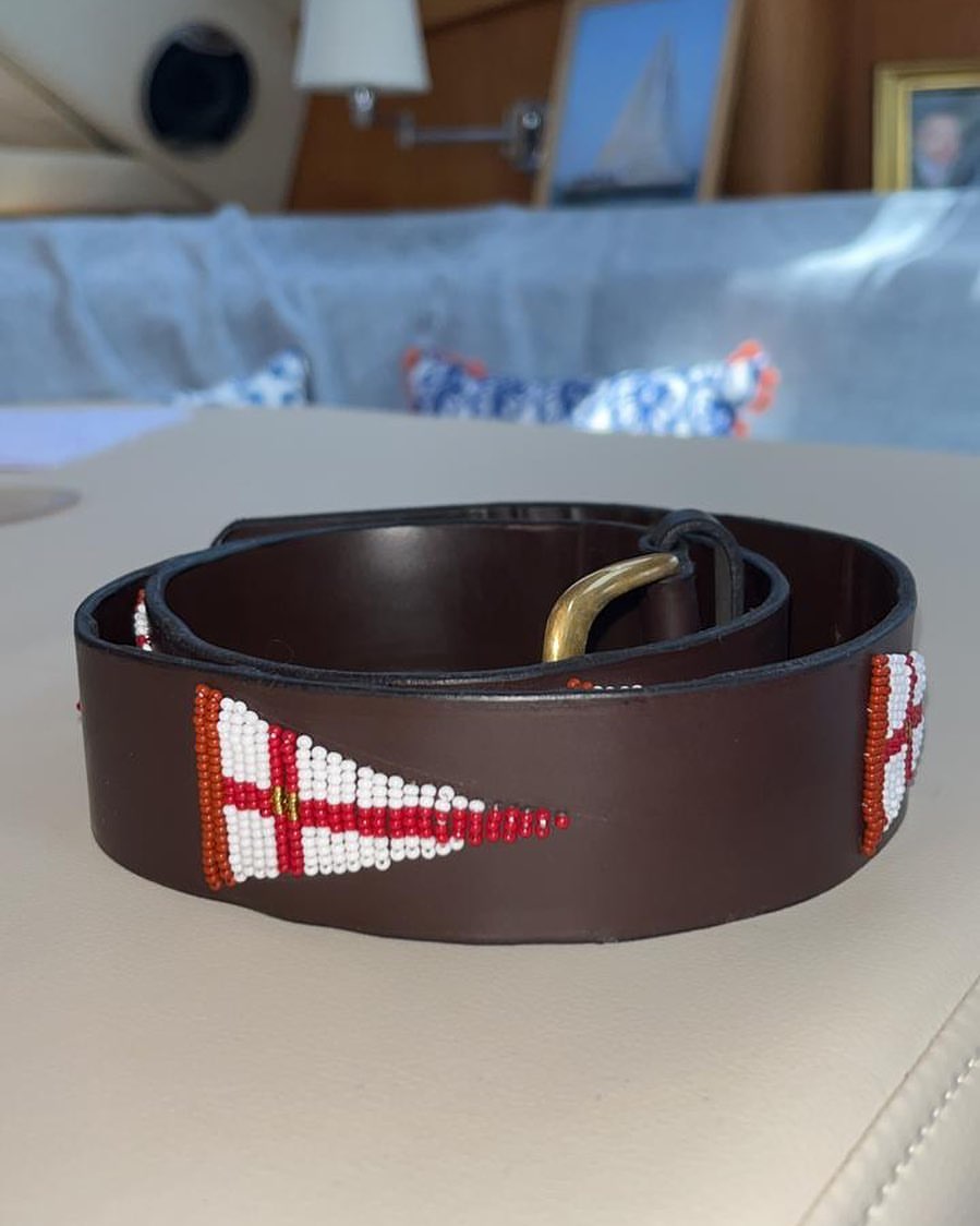 NAUTICAL SIGNAL BELT – Beaded Leather Strap.