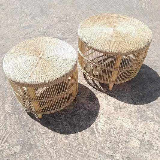 Woven Wicker Stools - Circle of Form & Function – Enkito e Naramat (Step of Stillness).