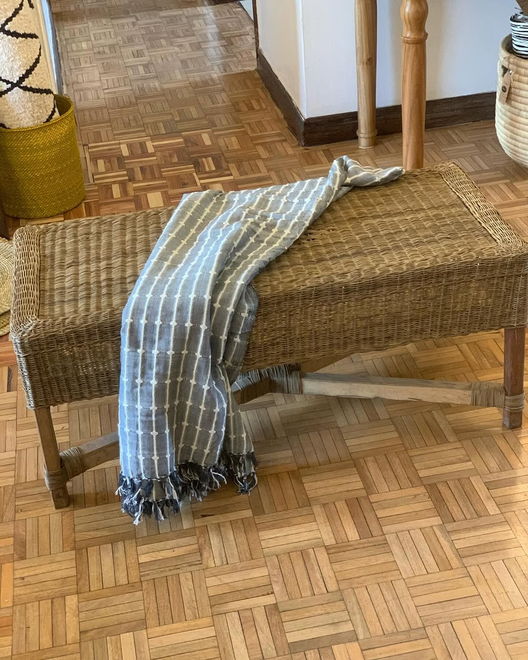 Maasai Woven Bench Duo – 'Orkama' (Rest) – Natural Fiber Seating Set.