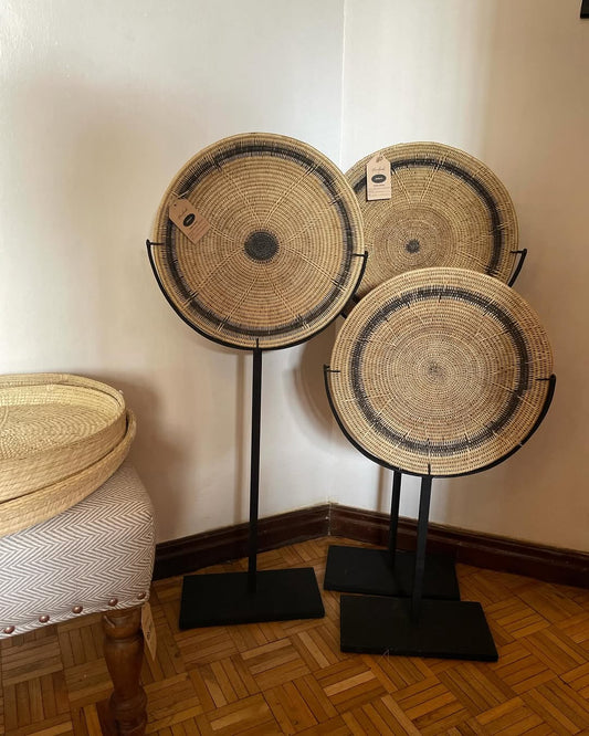 Maasai Wall Basket Trio – 'Enkare' (Circle of Life) – Elevated Artisan Display Set.