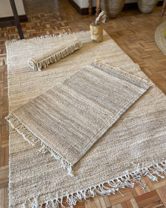 Maasai Handwoven Natural Rugs – 'Enkátá Rátuaté' (Three Seasons) – Organic Floor Ensemble.