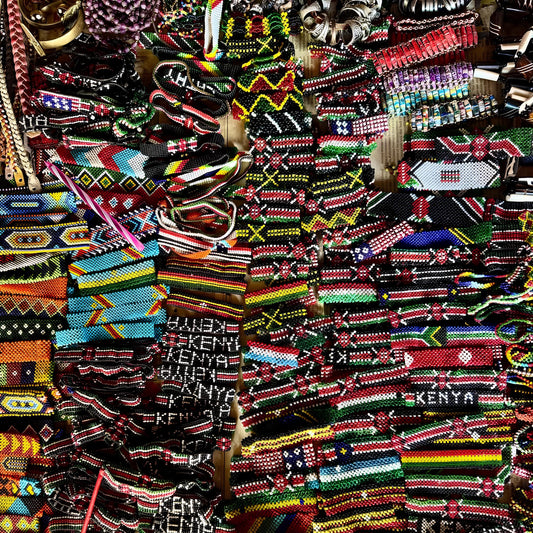 Authentic Kenyan Beaded Bracelets - Vibrant Multi-Color Patterns - Maasai and Kikuyu tribal design.
