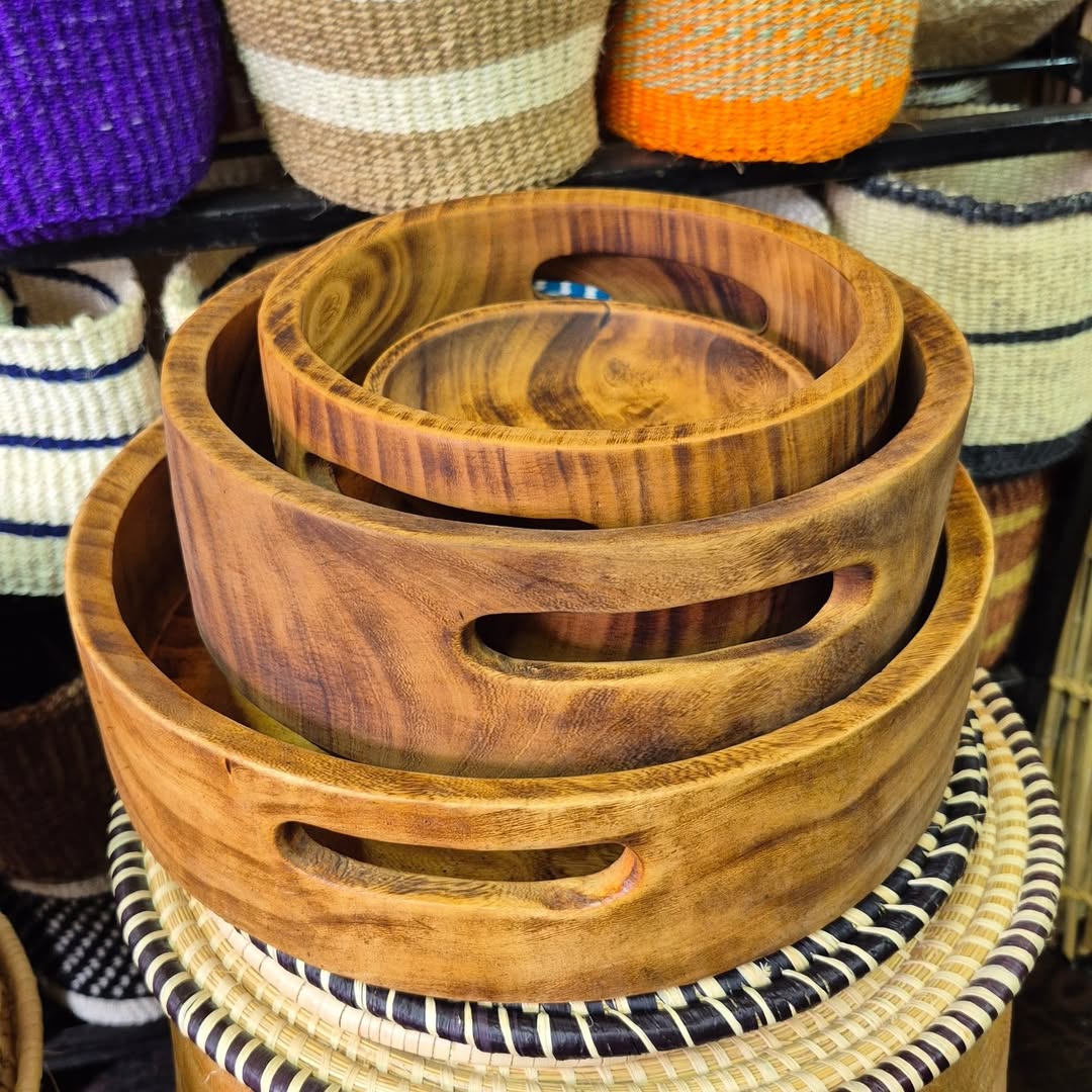 Nested Wooden Trays with Woven Surround - Circle of Grain & Gathering – Enkito e Oltau (Step of Offering).