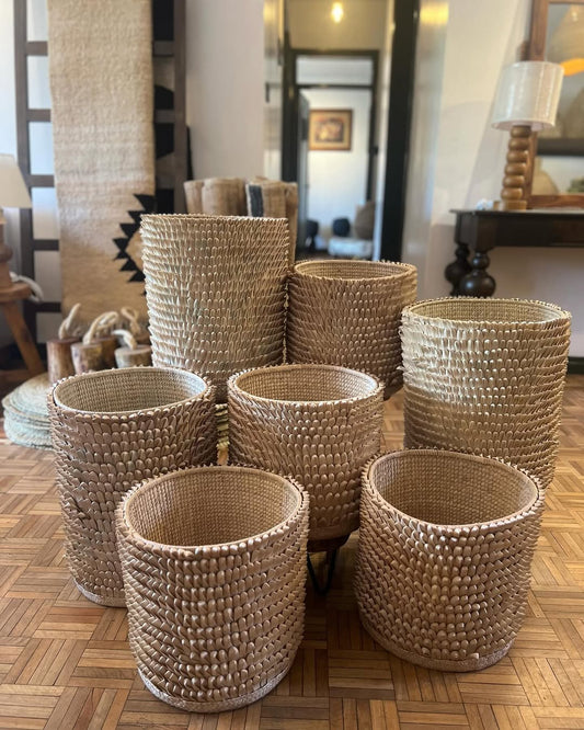 Maasai Cylinder Trio – 'Enkátá Olpurkel' (Abundance) – Sculptural Storage Ensemble.