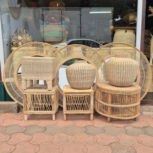 Woven Seating Ensemble with Basket Accents - Circle of Structure & Spirit – Enkito e Naramat (Step of Stillness).