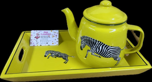 Maasai Zebra Pour – 'Enkátá Emut' (Adornment & Echo) – Ceramic Tea Ritual Ensemble.