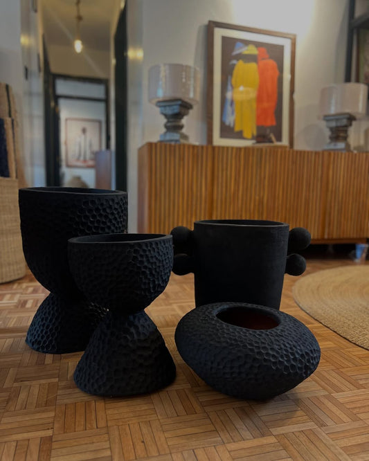 Maasai Sculptural Trio – 'Enkátá Olng’ej' (Echo Form) – Ceramic Vessels of Rhythm & Return.