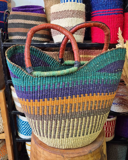 Multistripe Basket with Artisan Handles - Circle of Color & Containment – Enkito e Emayian (Step of Celebration).