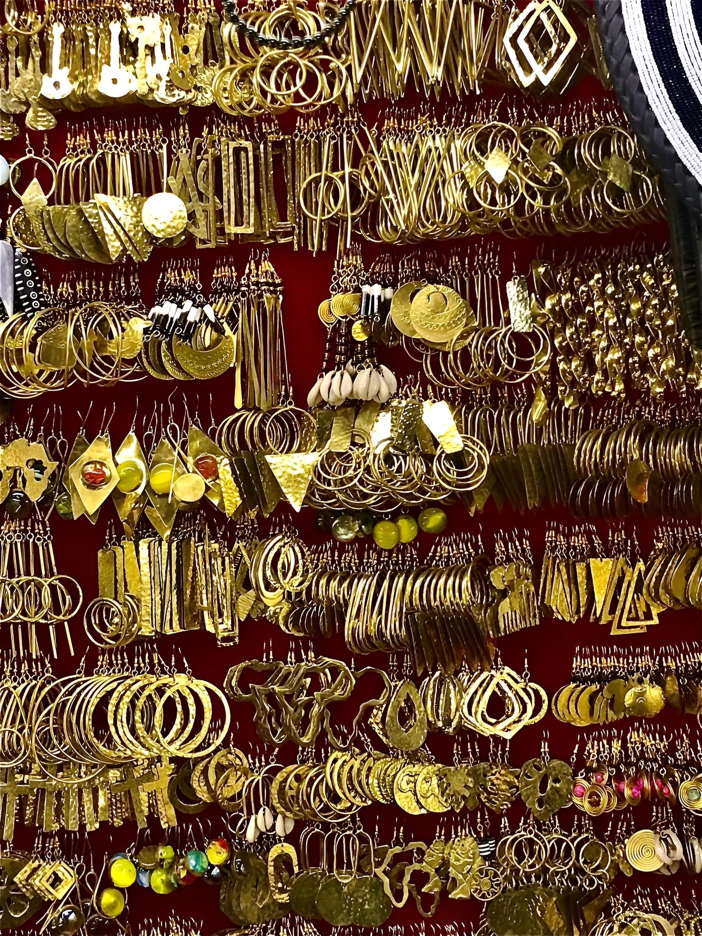 Authentic Maasai Brass Hoop Earrings – Hammered Texture with Cowrie Shells – ‘Enkaji’ (Home) Collection