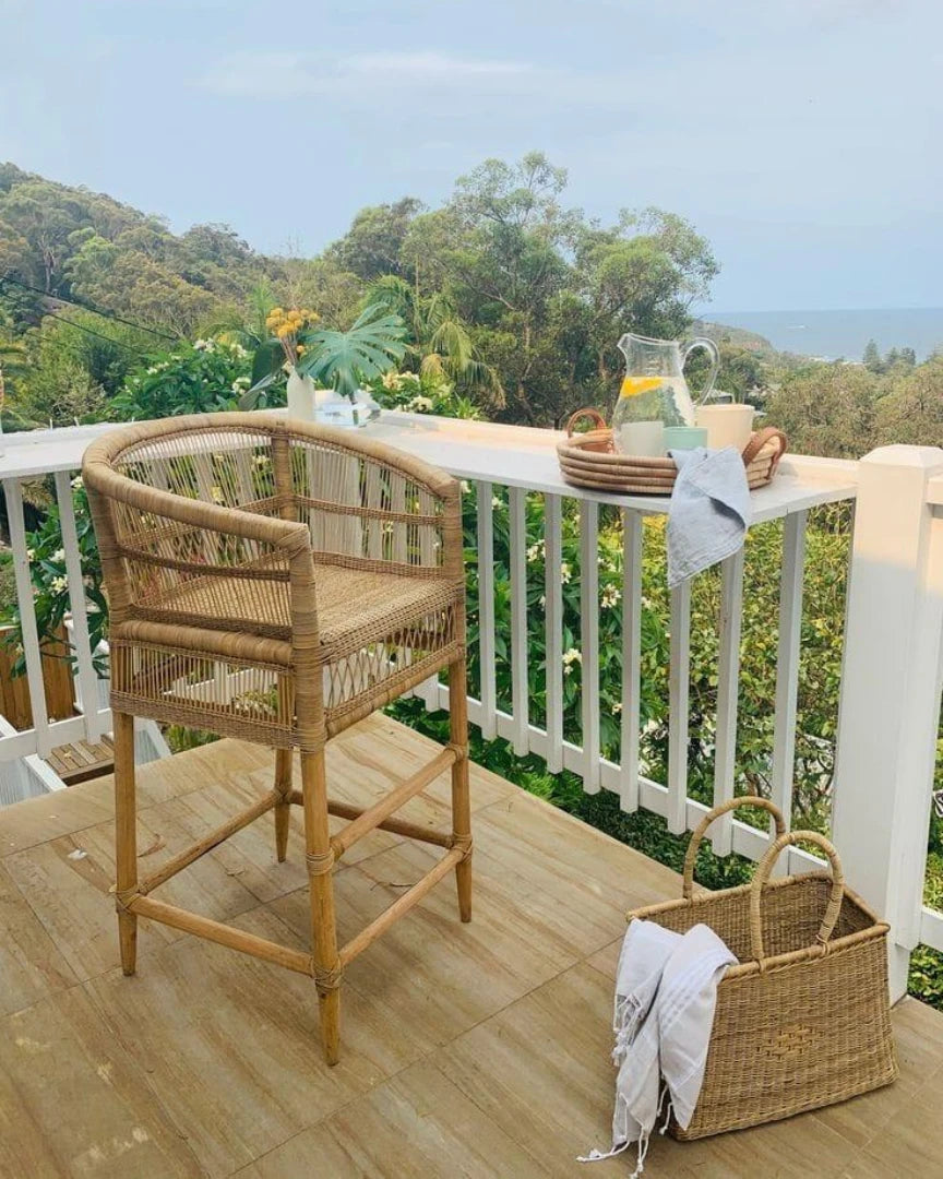 Wicker Chair with Lemon Ritual Tray - Circle of Stillness & Savor – Enkito e Naramat (Step of Stillness).