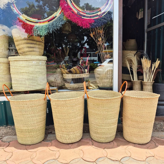 Orange-Handled Basket Quartet with Fringe Accents - Circle of Color & Containment – Enkito e Emayian (Step of Celebration).