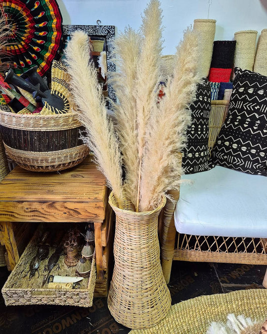Pampas Basket, Tribal Cushions, and Miniature Sculptures - Circle of Calm & Craft – Enkito e Naramat (Step of Stillness).