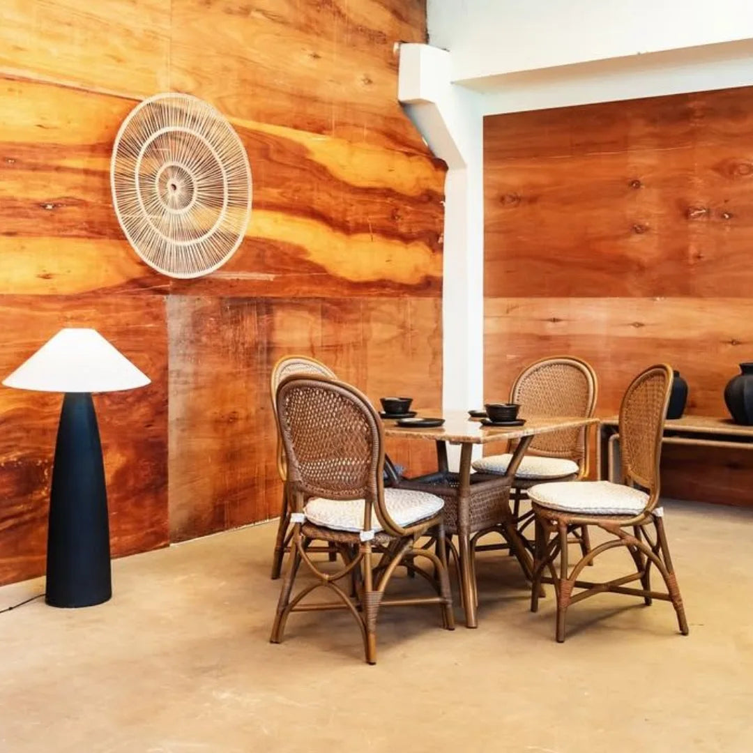 Rattan Dining Set with Ceramic Accents - Circle of Sip & Stillness – Enkito e Naramat (Step of Stillness).