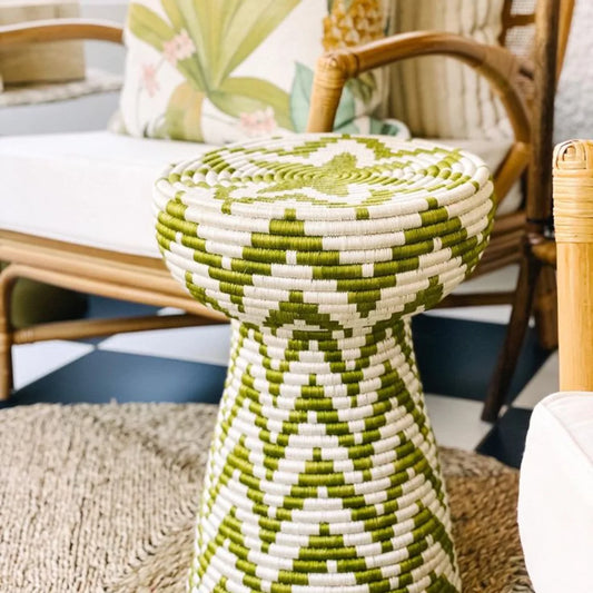 Zigzag Woven Stool in Tropical Weave - Circle of Seat & Signal – Enkito e Olkirenyi (Step of Kinship).