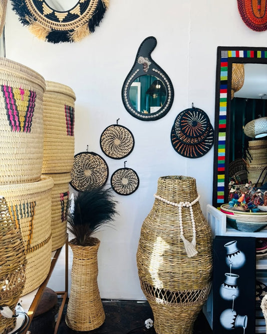 Artisan Wall Ensemble with Beaded Vessels - Circle of Color & Ceremony – Enkito e Emayian (Step of Celebration).