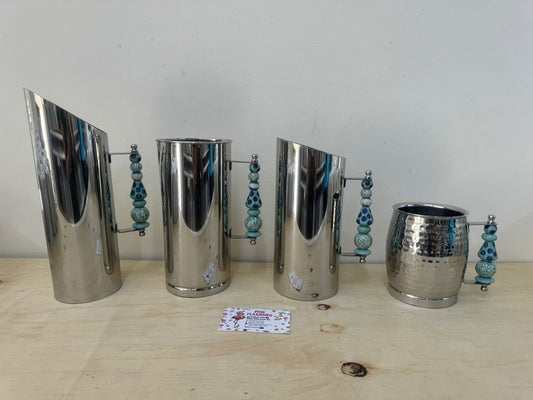 Maasai-Mexico Sip Echo – 'Enkátá Emut' (Adornment & Echo) – Beaded Metal Vessel Ritual Ensemble.