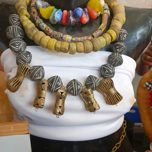 Multi-Strand Heritage Necklace Ensemble - Maasai Layers of Lineage – 'Enkátá Oltau' (Gathering Ground).