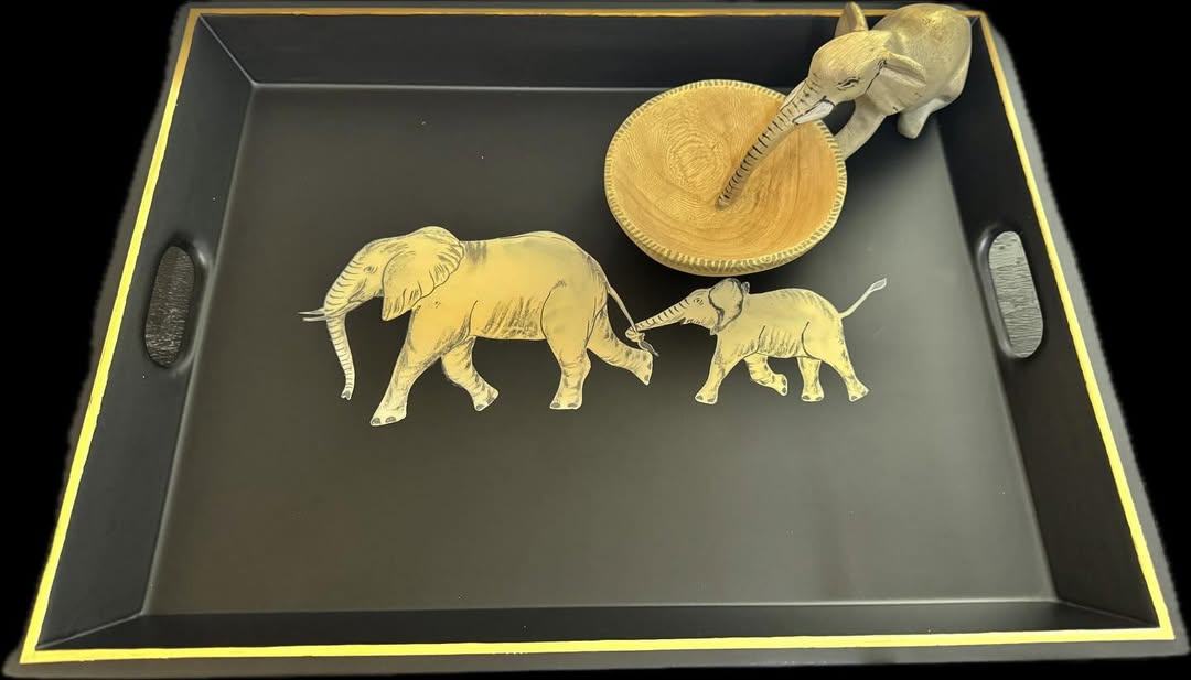 Maasai Trunk Ritual – 'Enkátá Oltau' (Gathering Ground) – Elephant Tray Ensemble.