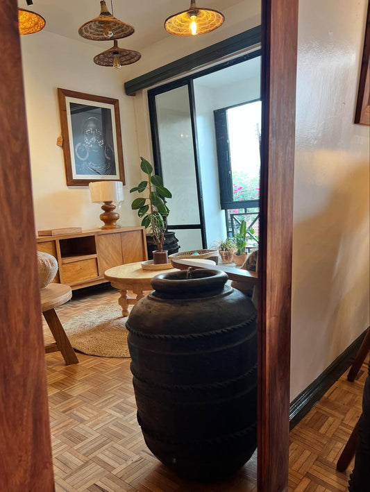 Maasai Hearth Circle – 'Enkátá Oltau' (Gathering Ground) – Coffee Table, Urn & Woven Seating Ensemble.