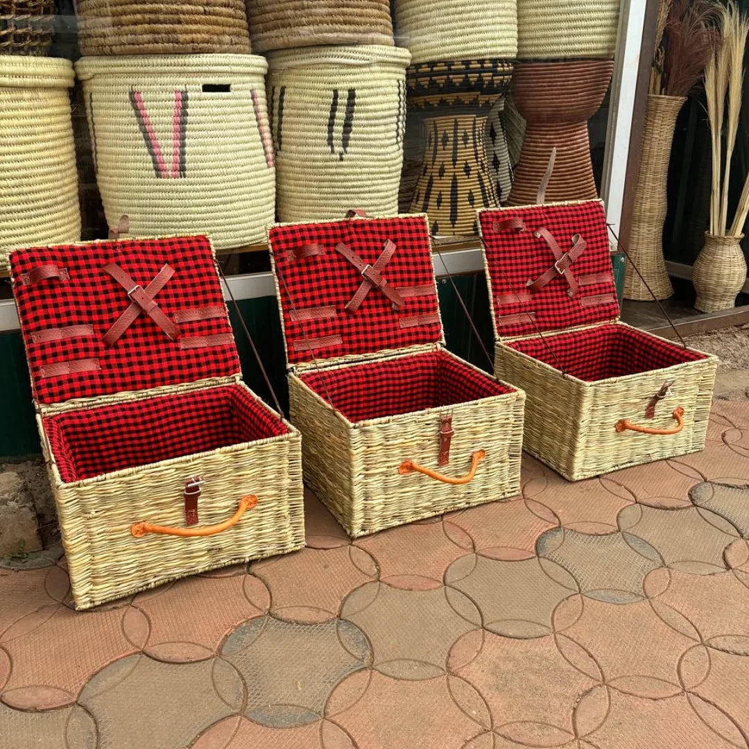 Rectangular Woven Baskets with Maasai Lining - Circle of Contain & Heritage – Enkito e Oltau (Step of Offering).