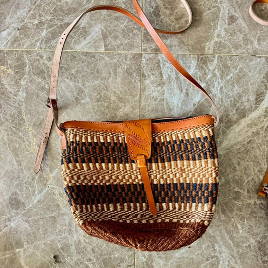 AUTHENTIC WOVEN  LEATHER SHOULDER BAG – ‘Strata Nomad’ Edition.