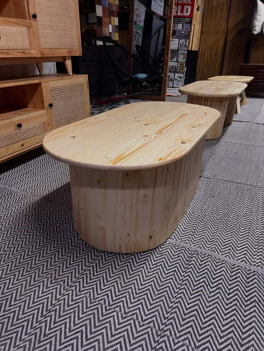 Slatted Wood Table Ritual Ensemble - Maasai Earth Pillars – 'Enkátá Oltau' (Gathering Ground).