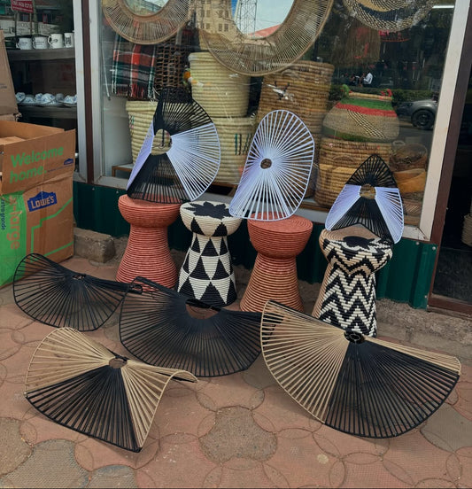 Woven Stools & Fan Ensemble - Circle of Structure & Spirit – Enkito e Emayian (Step of Celebration).