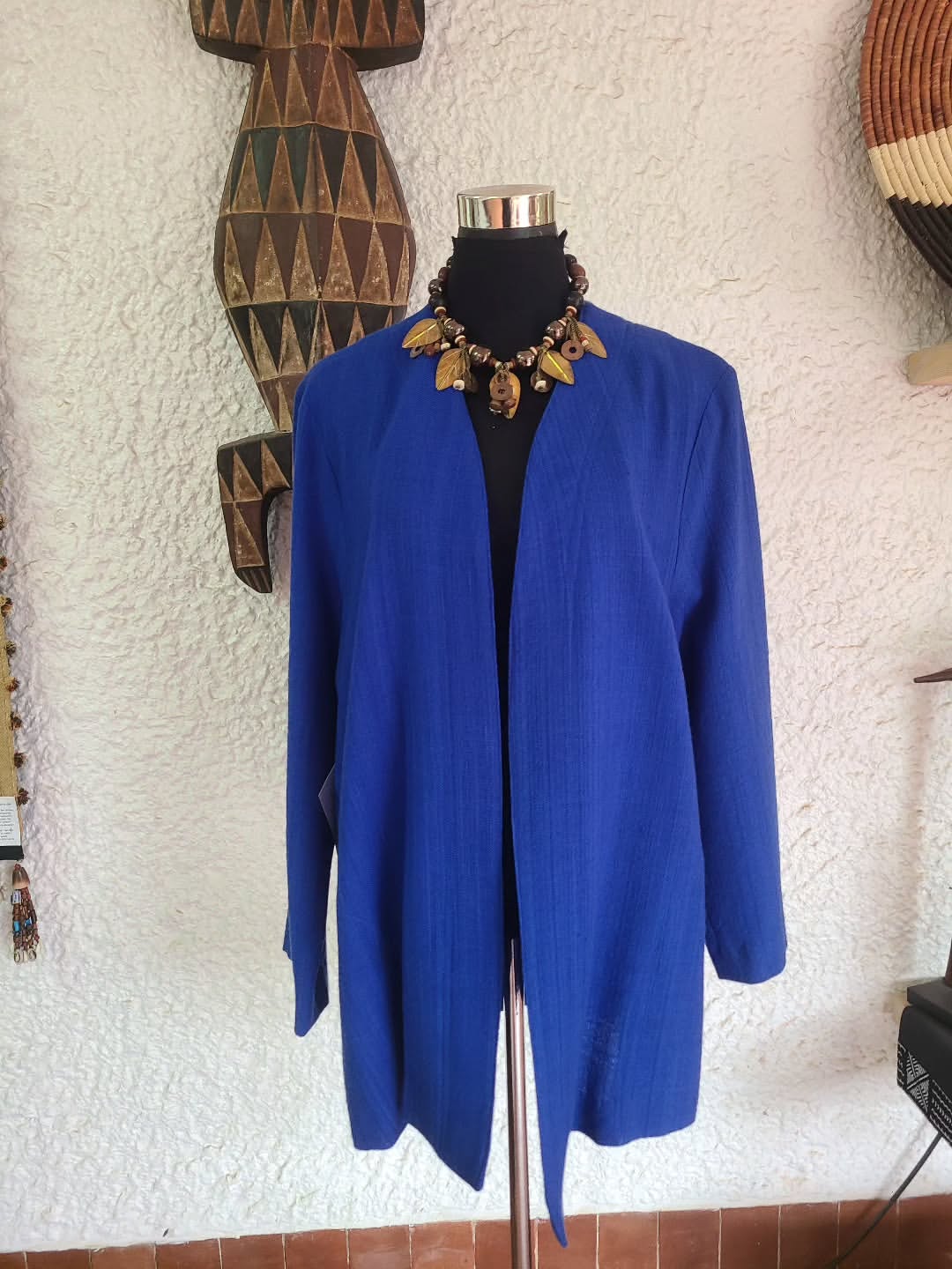 Royal Blue Ritual Coat Ensemble - Maasai Vault of Draped Signal – Enkátá Enkoshoke (Garment & Presence).