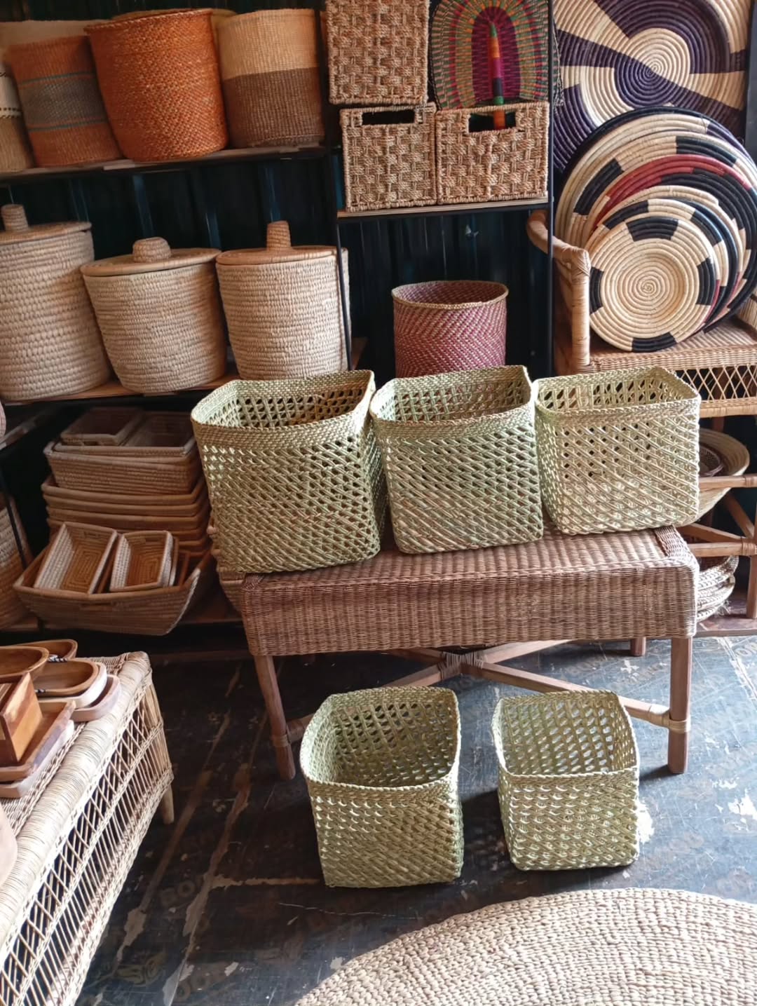 Open-Weave Storage Baskets in Spiral Ensemble - Circle of Rhythm & Rest – Enkito e Oltau (Step of Gathering).