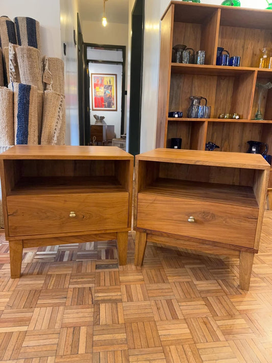 Maasai Twin Offering – 'Enkátá Olng’ej' (Echo Form) – Open-Shelf Nightstands & Ritual Storage Ensemble.