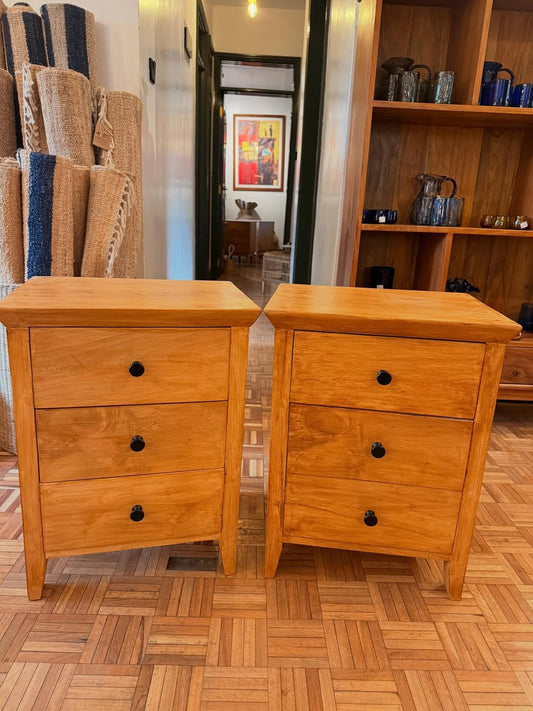 Maasai Twin Offering – 'Enkátá Olng’ej' (Echo Form) – Open-Shelf Nightstands & Ritual Storage Ensemble.