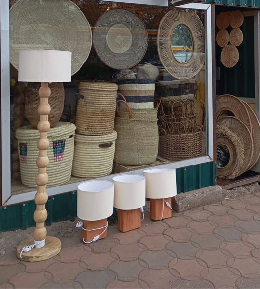 Artisan Lamp & Basket Ensemble with Woven Wall Accents - Circle of Light & Lineage – Enkito e Enkai (Step of Illumination).