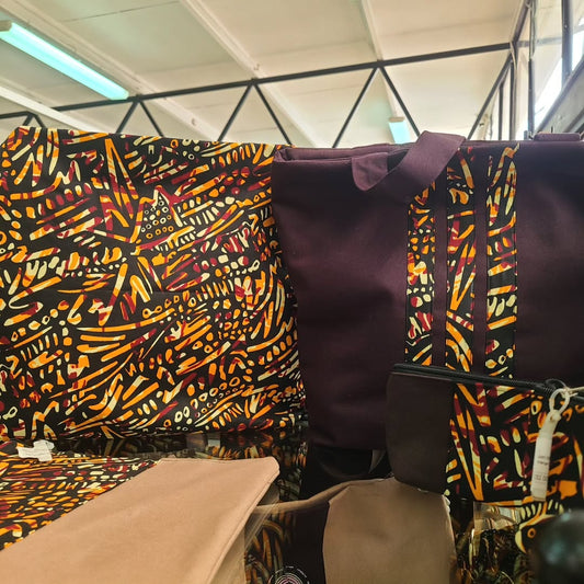 Abstract Textile Bag Ritual Ensemble - Maasai Motion of Echo – 'Enkátá Olkaria' (Journey & Pattern).