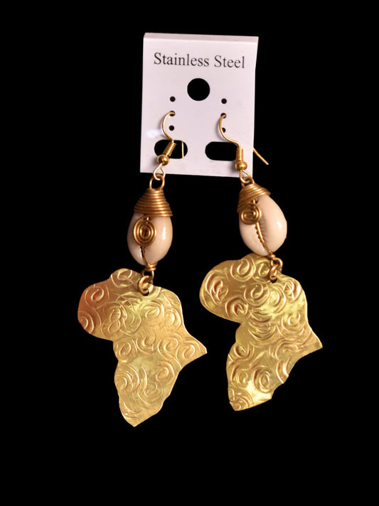 Authentic Africa Map Earrings – ‘Urembo wa Bara’ (Beauty of the Continent) Series.