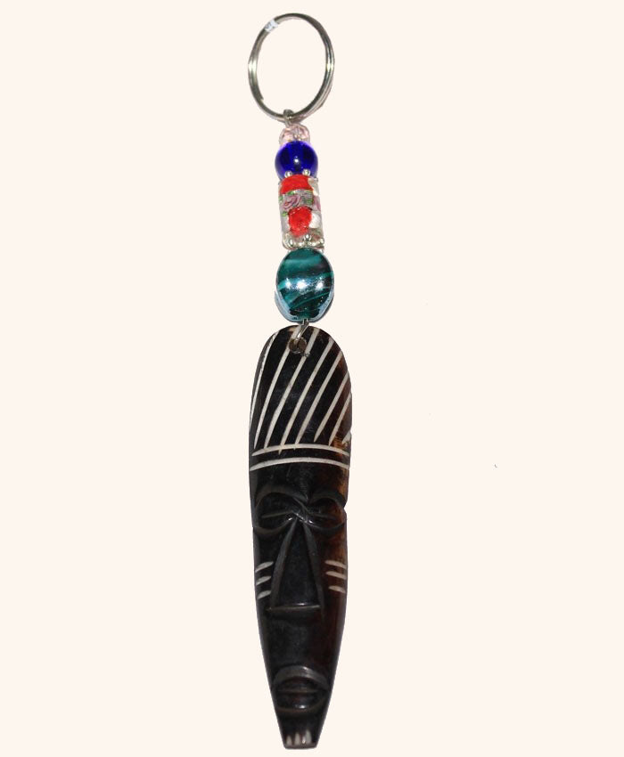 Carved Face Beaded Keychain – Olng’ejuk le Enkare e Nkae (Vessel of the Adornment Spirit) – Guardian Mask Edition.